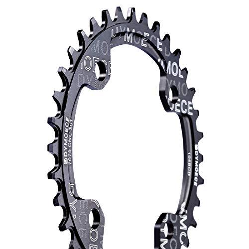 Dymoece Dymoece Narrow Wide Bike Single Chainring 104BCD 32T/34T/36T/38T for 9 10 11 SpeedRound,Black/Red,Perfect for Most of Shimano and Sram Cranksets (Black, 32T)