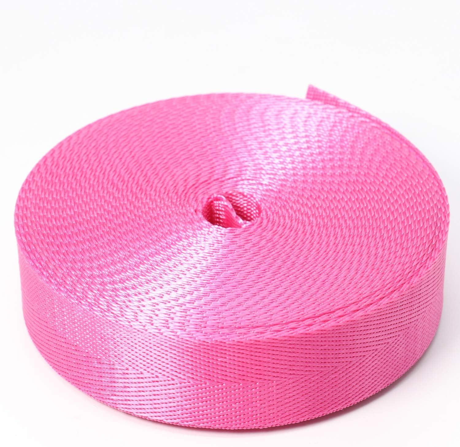 Devobunch Devobunch Nylon Webbing Straps, 1 Inch Wide Heavy Duty Nylon Strap, Durable Flat Rope Webbing, 10 and 25 Yard Roll for Backpack Strapping, Tie-Down, Dog Leash, 18 Vibrant Colors (Rose Red, 25 Yard)