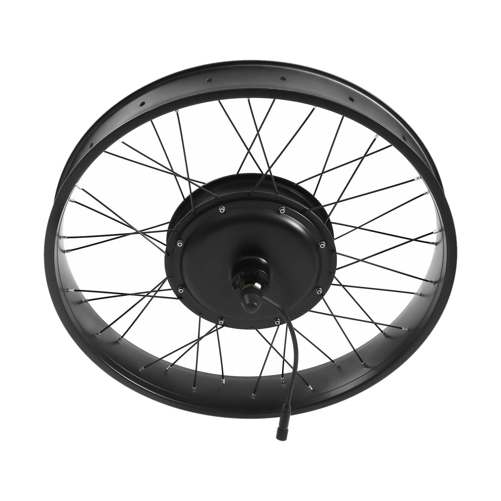 GOSHET 26" E-Bike Rear Wheel Conversion Kit, 48V 1200W Fat Snow Tire Motor Kit Electric Bike Wide Rear Wheel Hub Motor Brushless Gearless Motor with LCD Display for Snow Bikes Electric Bikes and Motorbikes