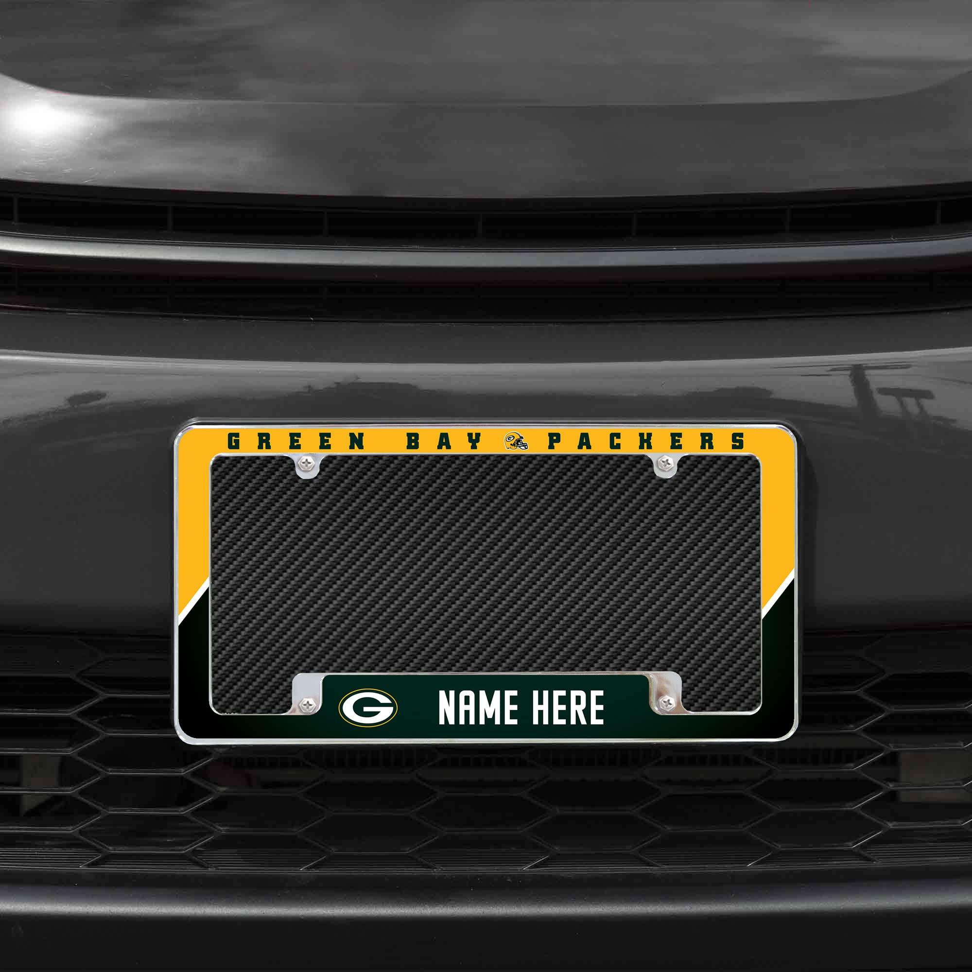 Rico Industries Rico Industries NFL Football Green Bay Packers Personalized/Custom 12\" x 6\" Chrome All Over Automotive License Plate Frame for Car/Truck/SUV