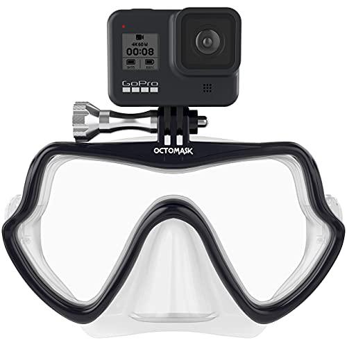 OCTOMASK OCTOMASK - Frameless Dive Mask w/Mount for All GoPro Hero Cameras for Scuba Diving, Snorkeling, Freediving (Clear)