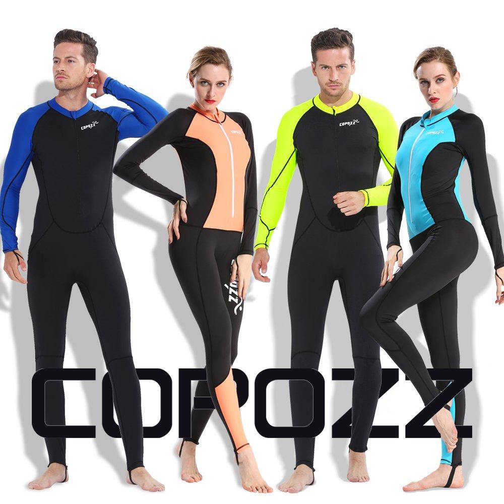COPOZZ COPOZZ Diving Skin, Men Women Youth Thin Wetsuit Rash Guard- Full Body UV Protection - for Diving Snorkeling Surfing Spearfishing Sport Skin (Black/Green, Medium for Men)