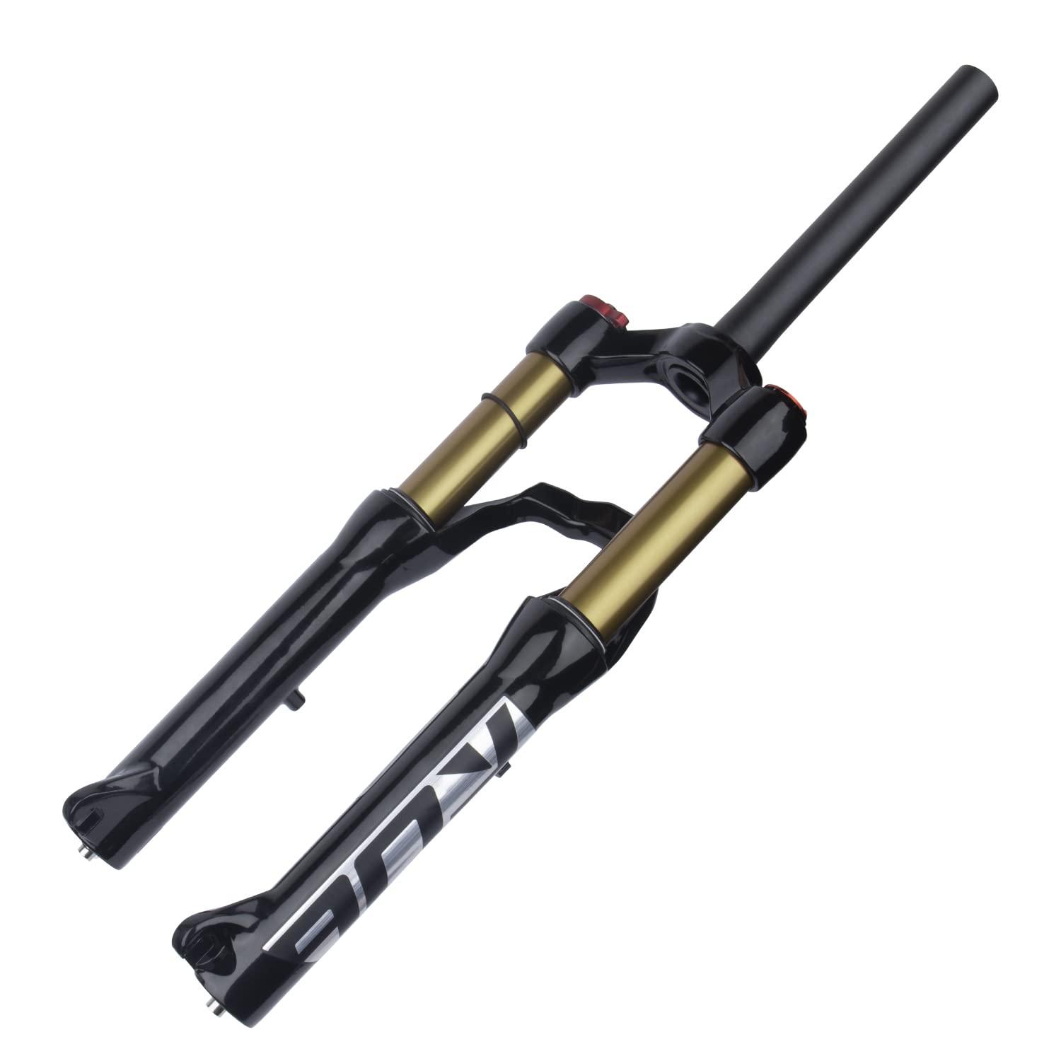 BOLANY BOLANY 20/24inch Bike Suspension Air Fork 28.6mm(1-1/8inch)*220mm Thread-Less Straight Steerer 9mm Disc Brake Version MTB Front Fork 100/135mm Travel