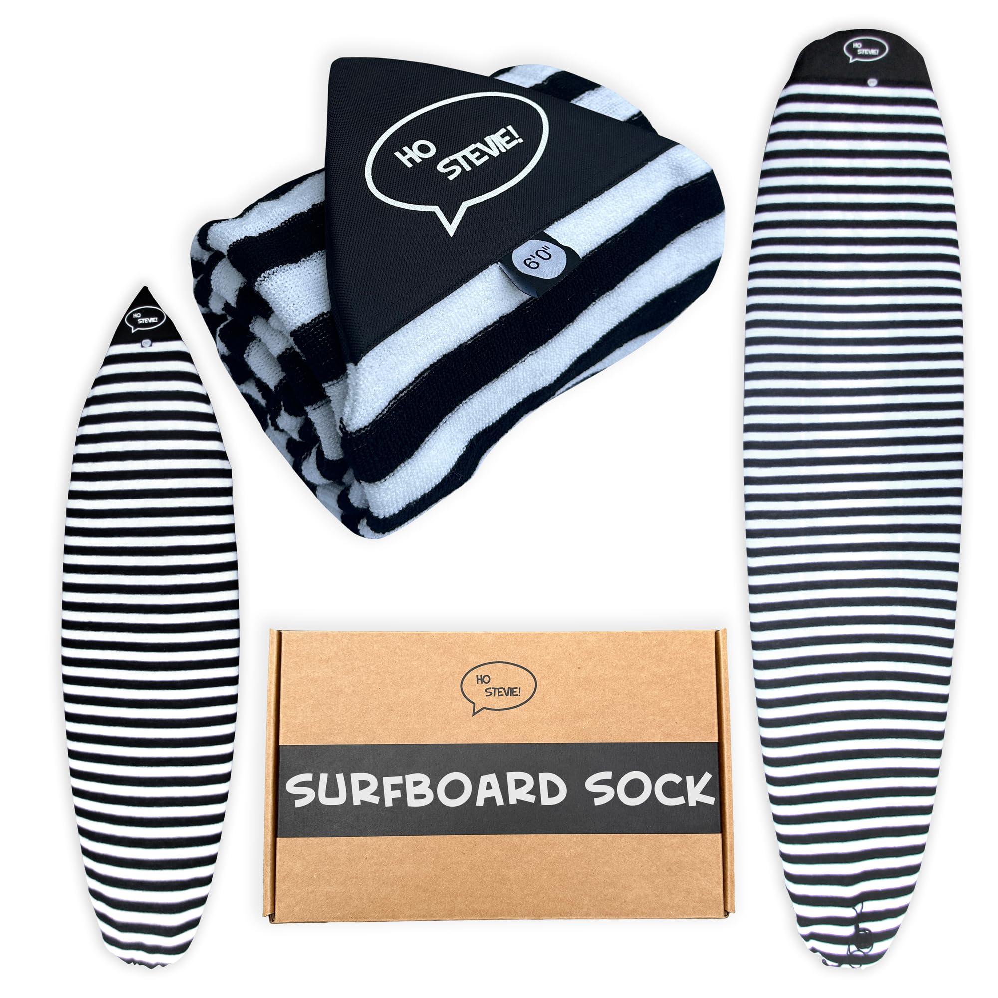 Ho Stevie! Ho Stevie! Surfboard Sock Cover - Light Protective Bag for your Surf Board (Black/White, 10\'6\")