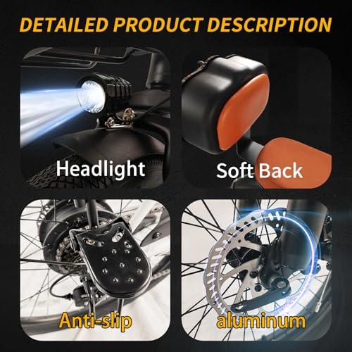 KORNORGE KORNORGE Electric Bike for Adults, 20" Ultra Light Foldable Electric Bike, 20MPH, 7-Speed and Dual Shock Absorber with Rear Seat Cushion, Electric Cruiser Bike with Basket for Female Male