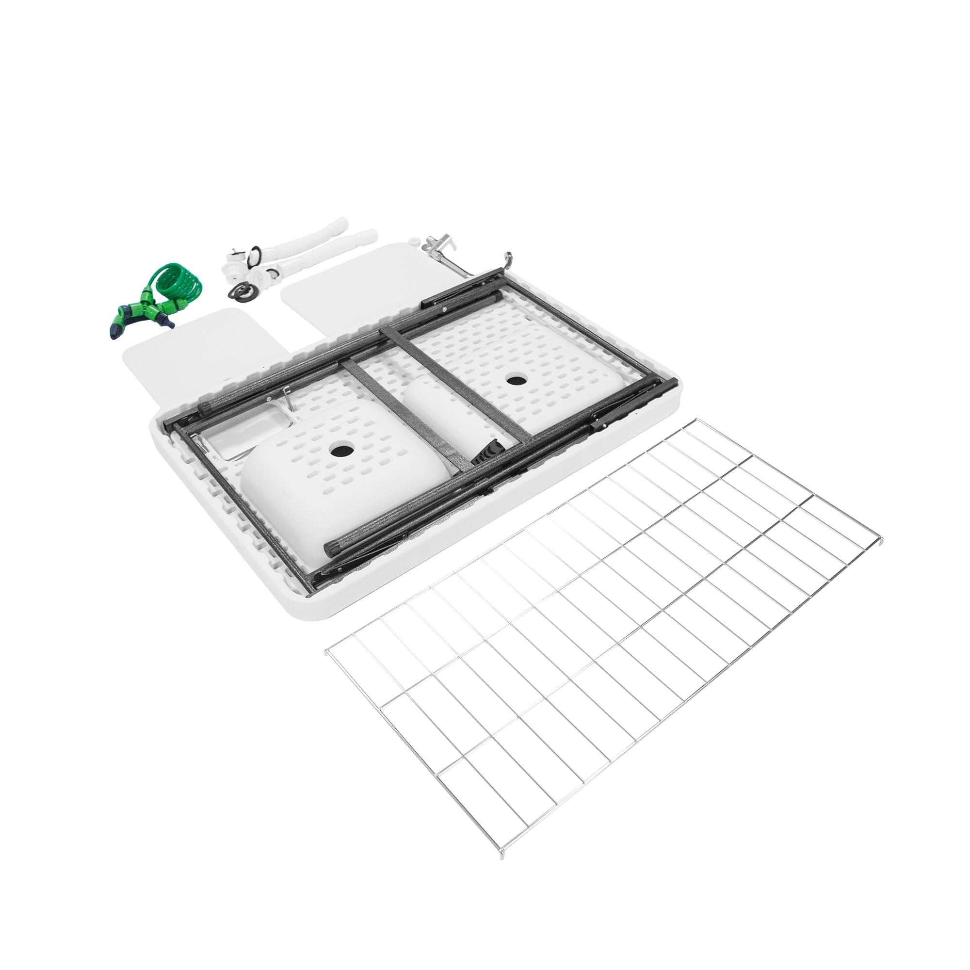 THUNDERBAY THUNDERBAY Portable Folding Fish Game Cleaning Camp Table Heavy Duty 40''Fillet Table with Double Sink and Faucet