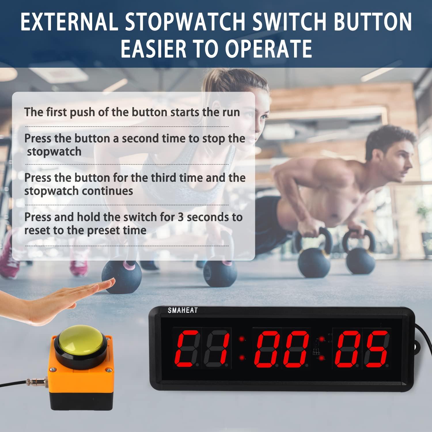 SMAHEAT SMAHEAT Fitness Timer with Stopwatch Button, Suitable for School/exam/Home Exercise/Gym/Gym SMAHEAT Electronic Fitness Timer (1.5 inch six-Digit All-red)