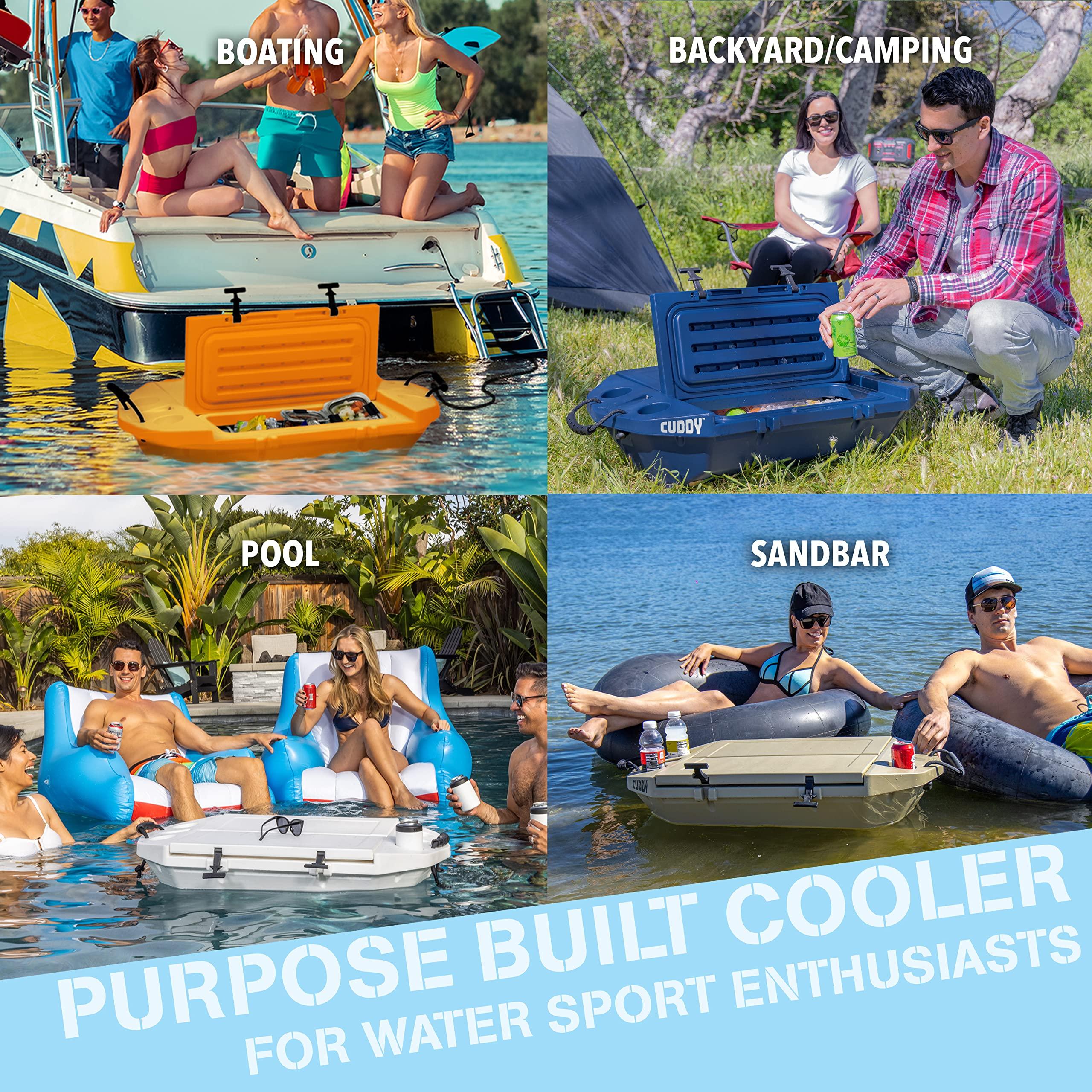 GoSports Outdoors CUDDY Floating Cooler and Dry Storage Vessel for Land & Water 40QT Great for River, Beach, Kayak, Pool, & Lake - White