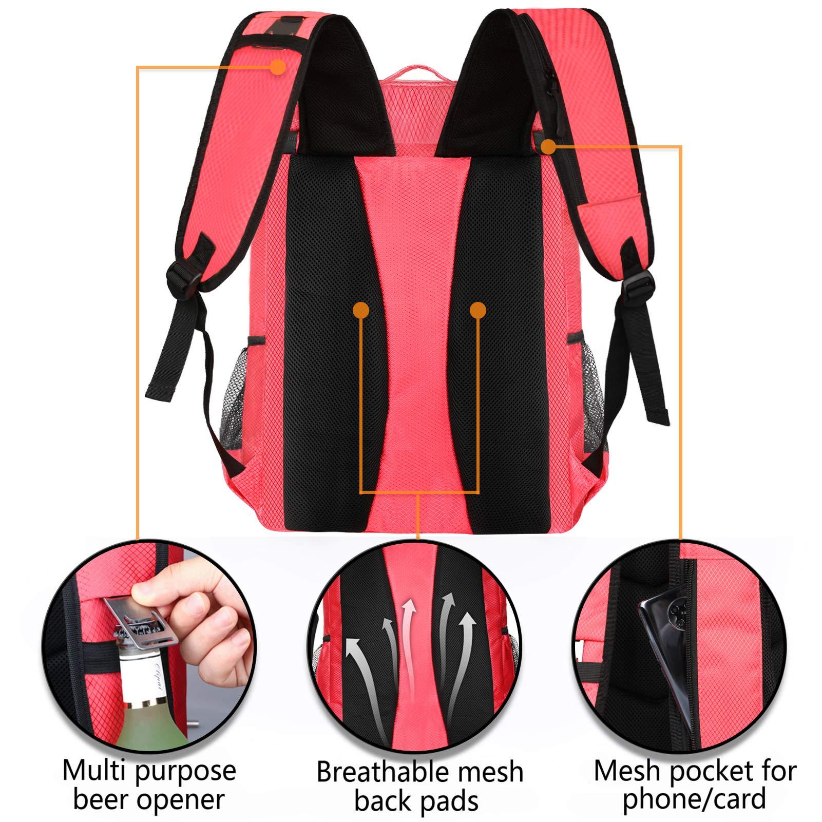 FORICH FORICH Backpack Cooler Leakproof Insulated Waterproof Backpack Cooler Bag, Lightweight Soft Beach Cooler Backpack for Men Women to Work Picnics Camping Hiking, 30 Cans (Watermelon Red)