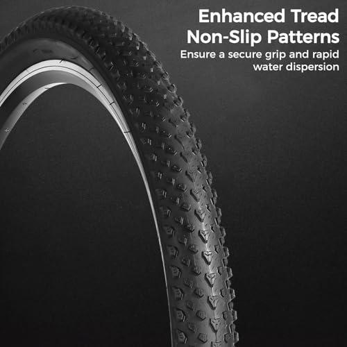 yeesport 24 Inch Mountain Bike Tires, 2PCS 24x2.125 Bike Tires and 2PCS 24 x 2.125 Bicycle Tube with Bike Tire Levers, Replaceable 24 Inch Bike Tire MTB Rubber BMX Tires for City Roads, Muddy Trails