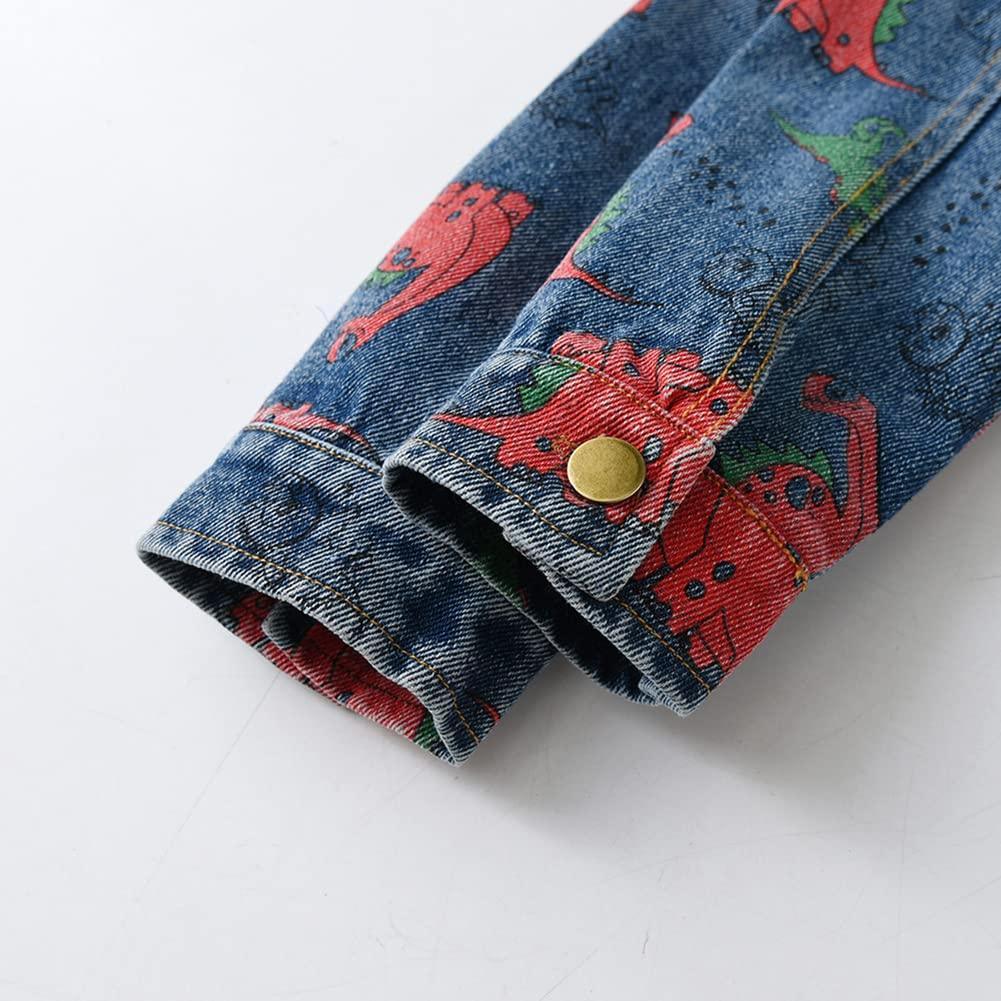 IMEKIS Baby Jean Jacket Infant Newborn Denim Jackets Coat Cowboy Outwear Toddler 1st Christmas Outfit Photoshoot Kids Girls Boys Fall Outfits Winter Hoodie Infant Coats Clothes Grey Dinosaur 2-3T
