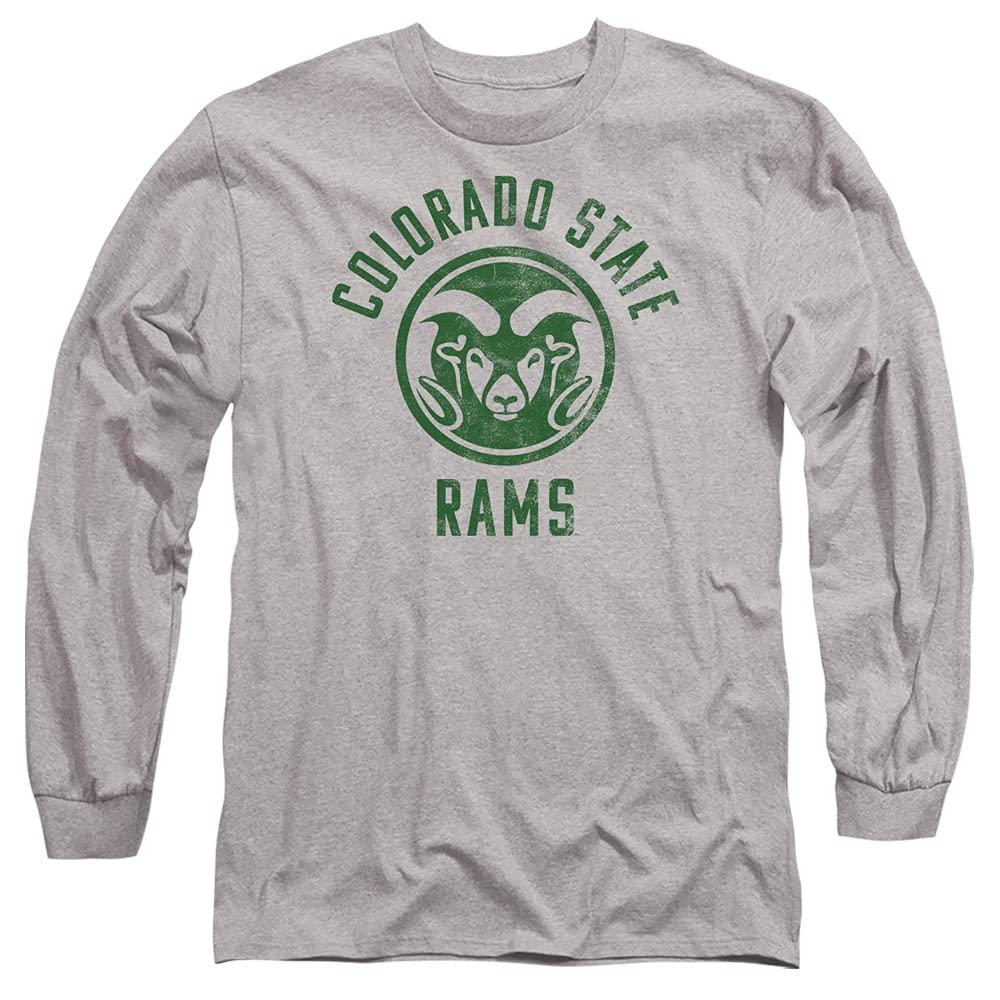 Colorado State University Colorado State University Official One Color Rams Logo Unisex Adult Long-Sleeve T Shirt,Athletic Heather, 3X-Large