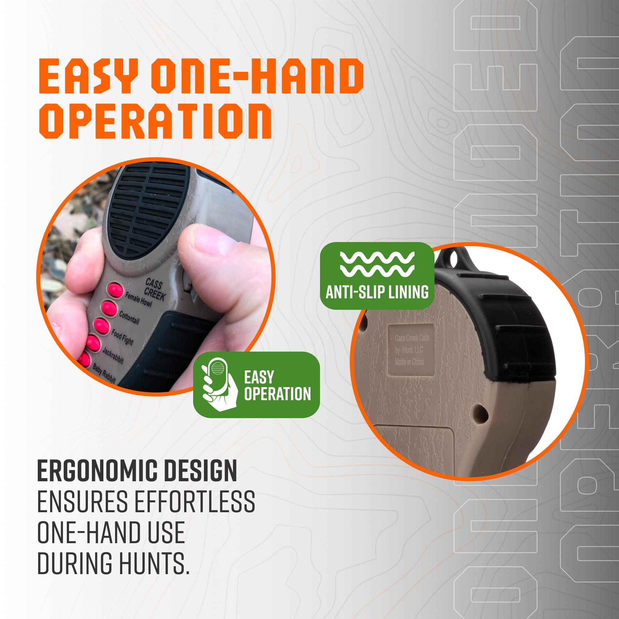 Cass Creek Cass Creek Ergo Predator Call, Handheld Electronic Game Call, CC010, Compact Design, 5 Calls In 1, Coyote Call, Expert Calls for Everyone, Brown, Black