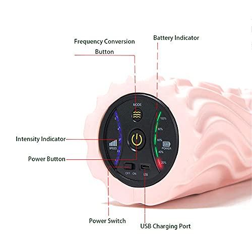 ALUNYAN ALUNYAN Vibrating Foam Roller 5-Speed Electric Foam Roller,Fitness Yoga Pillar Exercise EquipmentDeep Tissue Muscle Fitness Recovery,Trigger Point Massager Tool (Color : Pink)