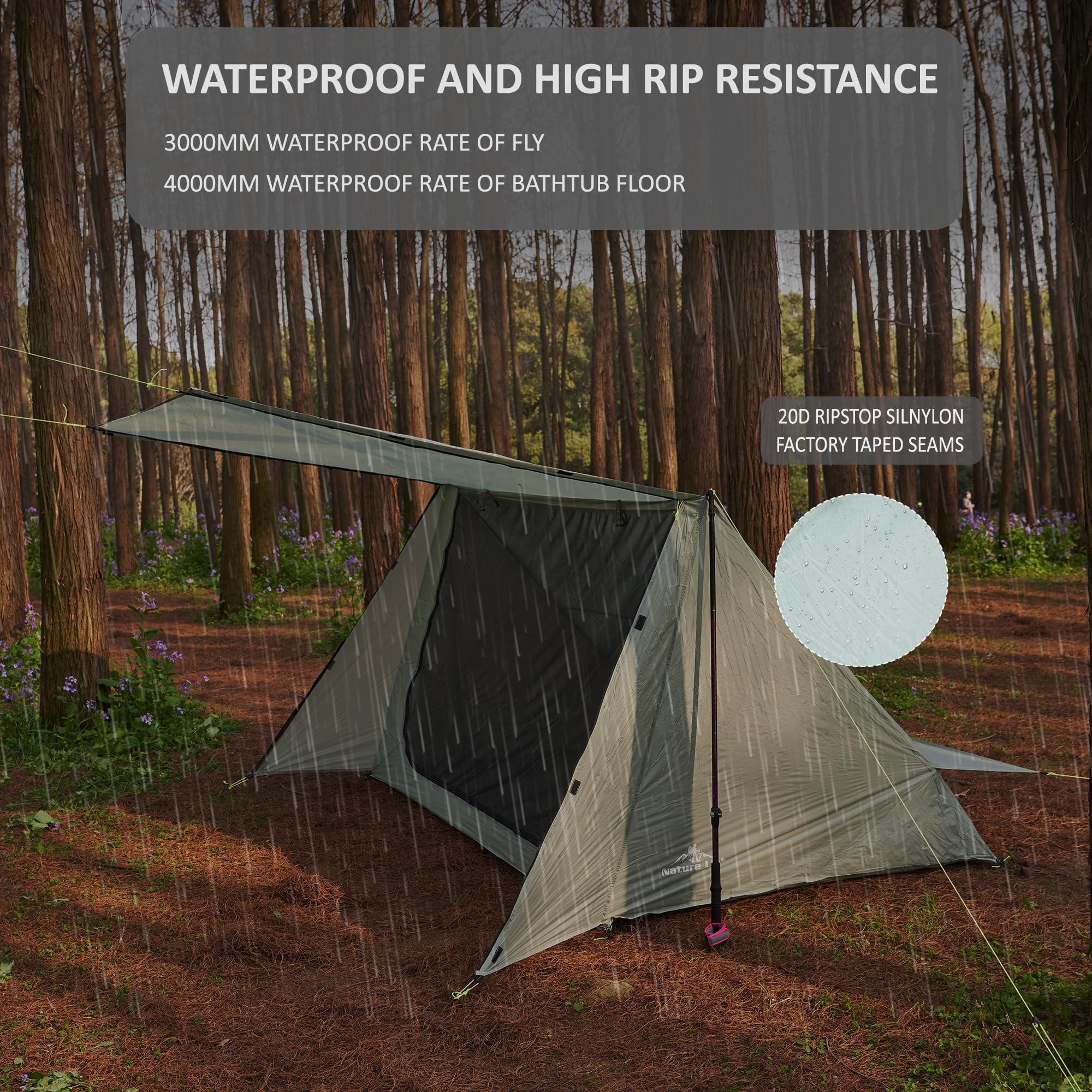 Nature Link Nature Link Sirius Two Ultralight Backpacking Tent, 2 Person Trekking Pole Backpacking Tent, Waterproof, Compact, Single Wall, Bushcraft Shelter for Backpacking, Camping, Hiking, Kayaking