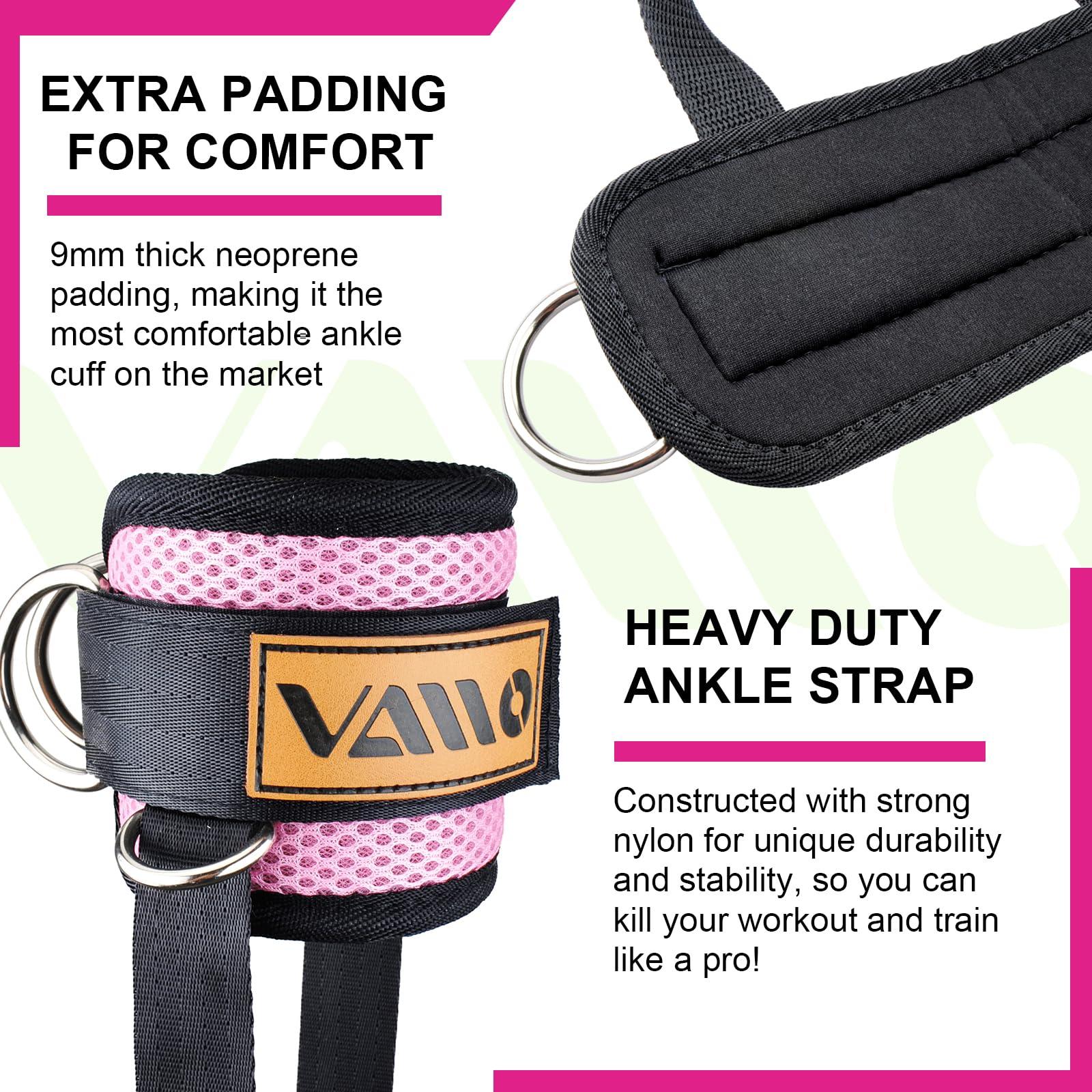 VAIIO VAIIO Soft red Ankle Straps for Cable Machines,Adjustable Comfort fit Neoprene,Reinforce Double D-Ring - Premium Ankle Cuffs to Improve Abdominal Muscles,Lift The Butts,Tone The Legs for Men & Women