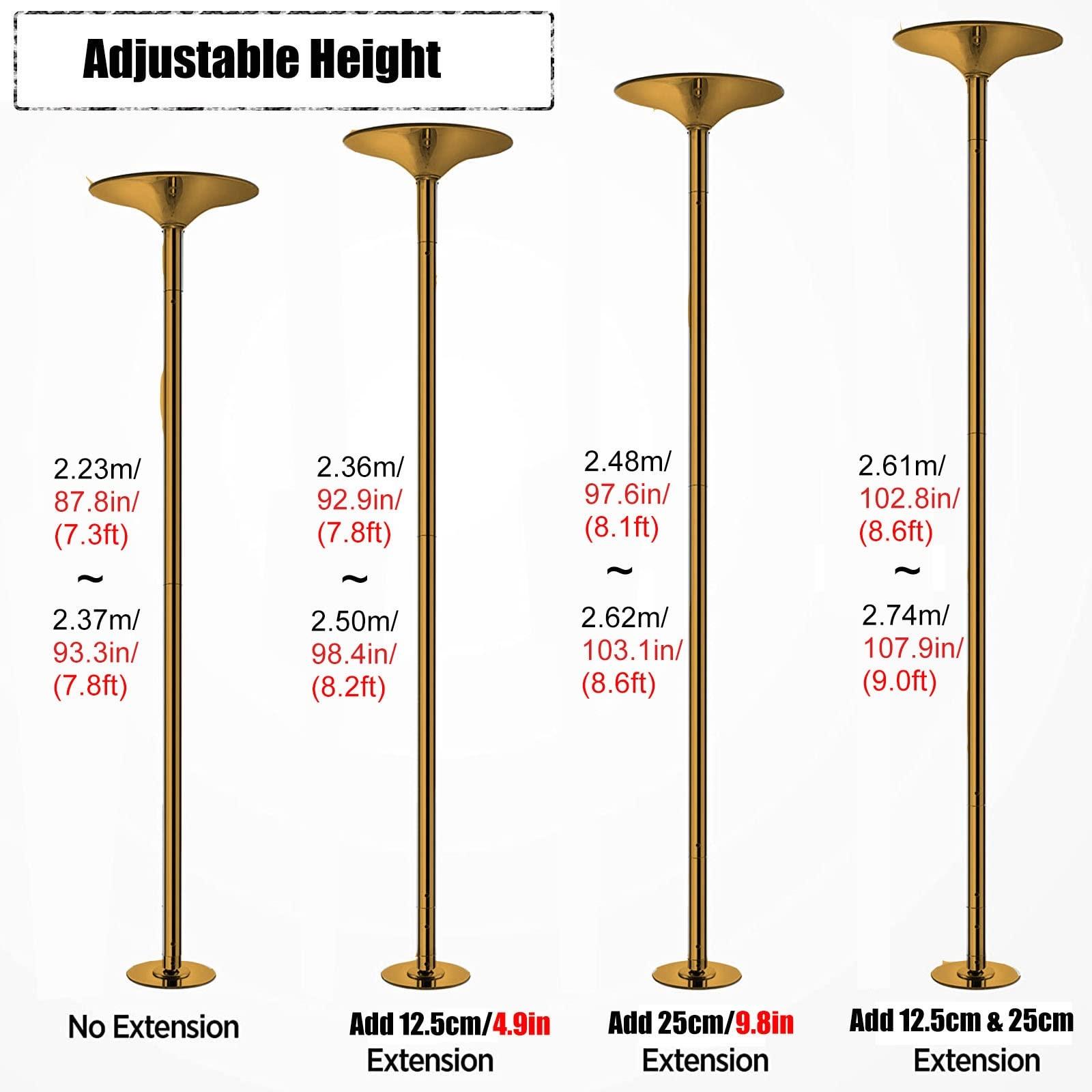 JYDQMOLS JYDQMOLS Portable Dance Pole Home Fitnes 2.74m/9ft Height Adjustable Spinning/Static Dance Pole, Home/Yoga Room/Dance Studio Extendable Dancing Pole Kit for Beginner/Professional Dancers(Gold)