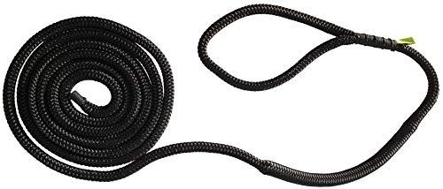 shockline shockline Dock Line with Integrated Shock Absorber, Double Braided, Polyester, Hand Spliced 12\" Eye, 5/8\" Inch x 35 Feet, Black