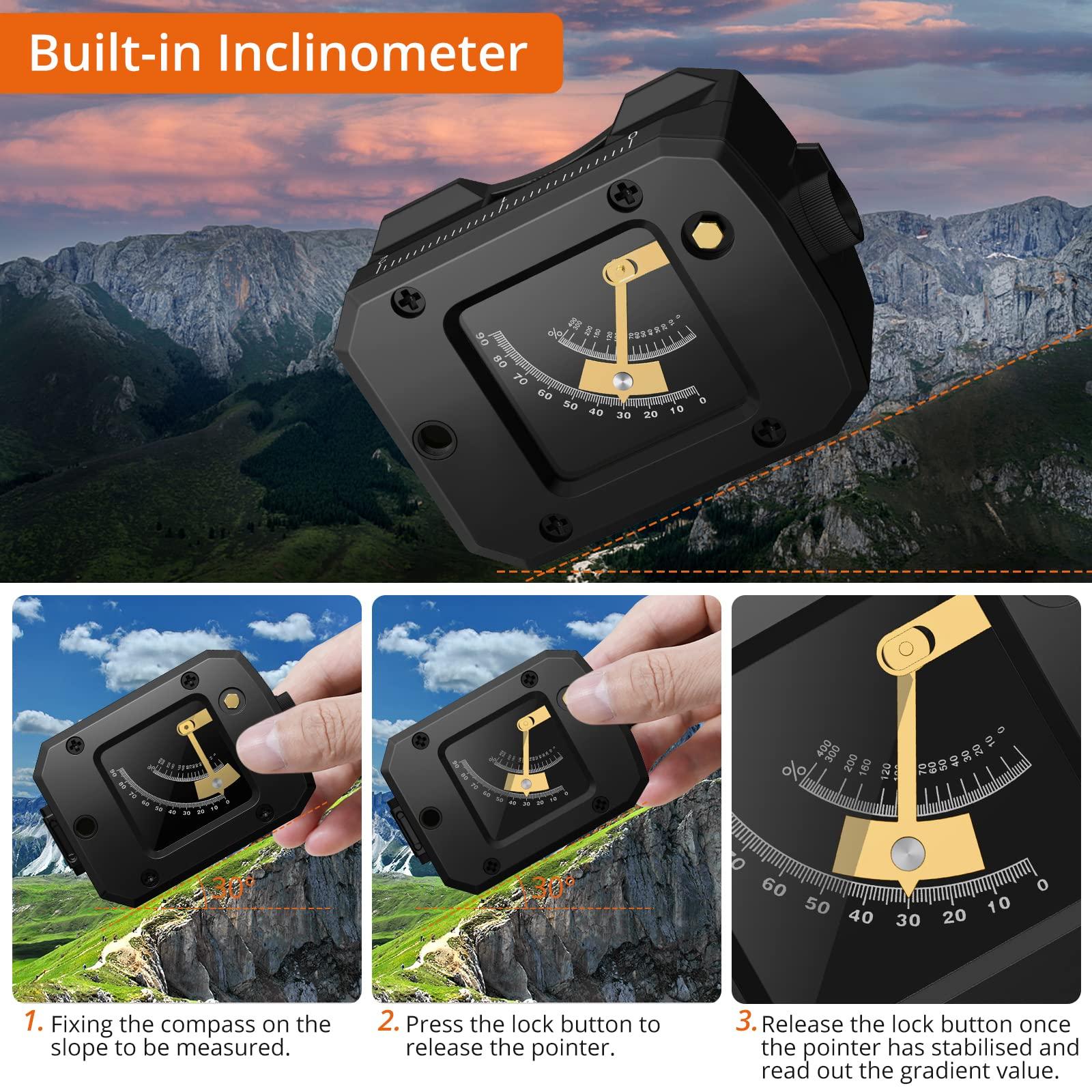 Proster Proster IP54 Hiking Compass Professional Military Compass Aluminum Alloy Camping Compass Waterproof with Sighting Clinometer
