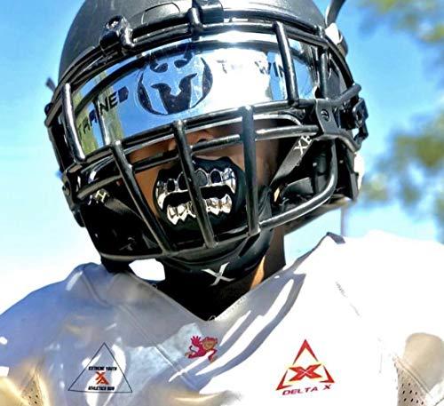 Loud Mouth Loudmouth Football Mouth Guard - 3D Chrome Grillz Football Mouthpiece, Fits Adult & Youth, Mouth Guard Football Accessories (3D Grillz - Chrome Black/Silver)