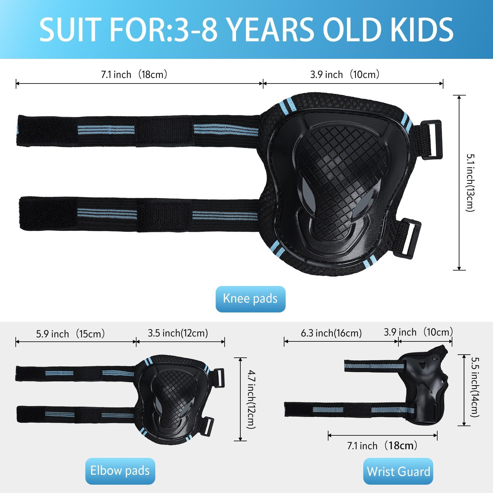YooxArmor Adjustable Kids Knee Pads Elbow Pads Wrist Guards Set for 3-8 Years Child Protective Gear Set for Roller Skates,BMX,Bike,Cycling, Skateboard, Inline Skating, Scooter Riding Sports,Football