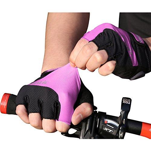 Santic Santic Classic Fingerless Cycling Gloves with Shock-Absorbing Foam Pad Breathable Half Finger Moutain Bike Bicycle Riding Gloves for Men and Women Pink XL