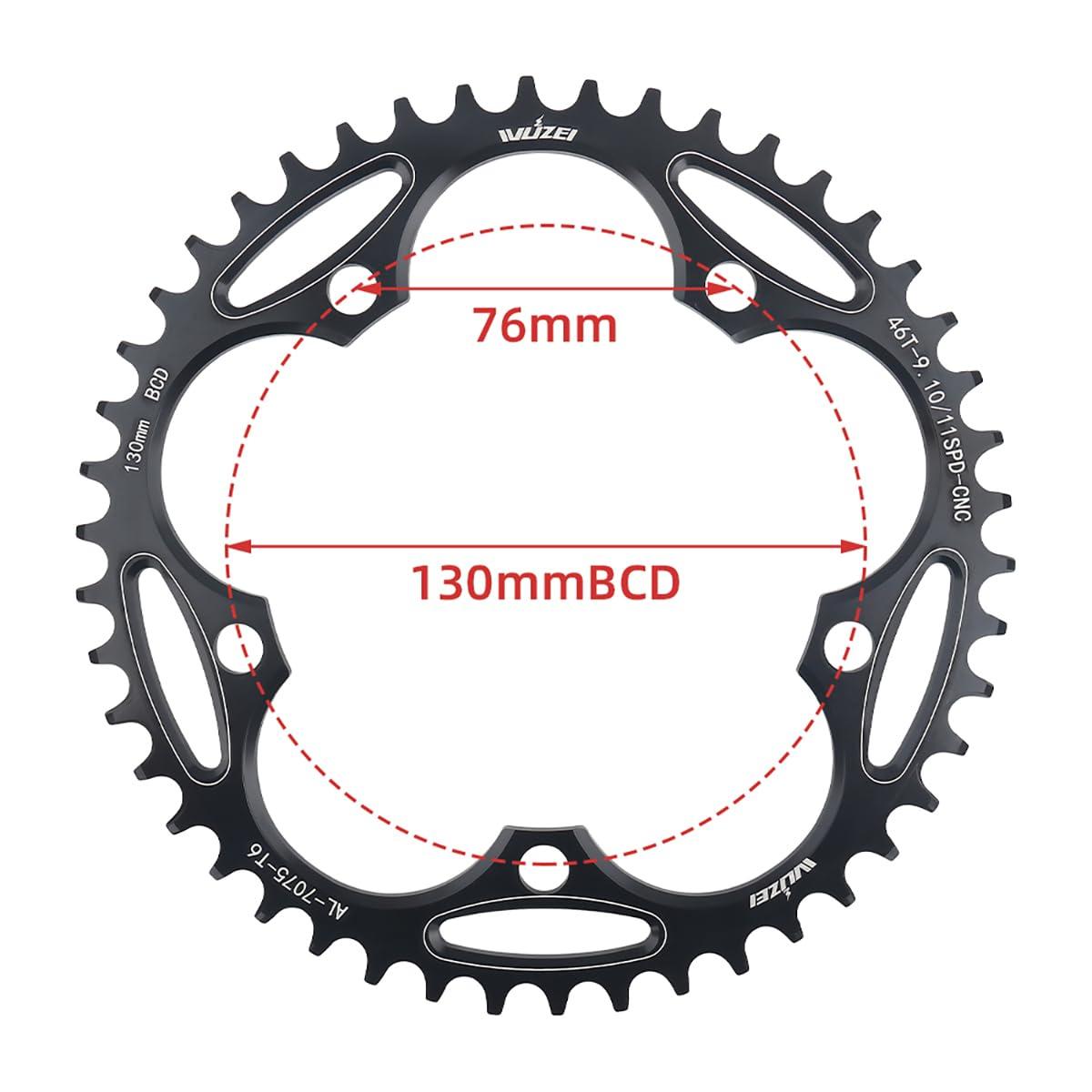 KTKEET KTKEET 110/130 BCD Chainring 36/38/40/42/44/46/48/50/52/54/56/58/60T 5 Screws Round Narrow Wide Bicycle Chainring for 9/10/11 Speed Road Bike Folding Bicycle (130BCD 38T)