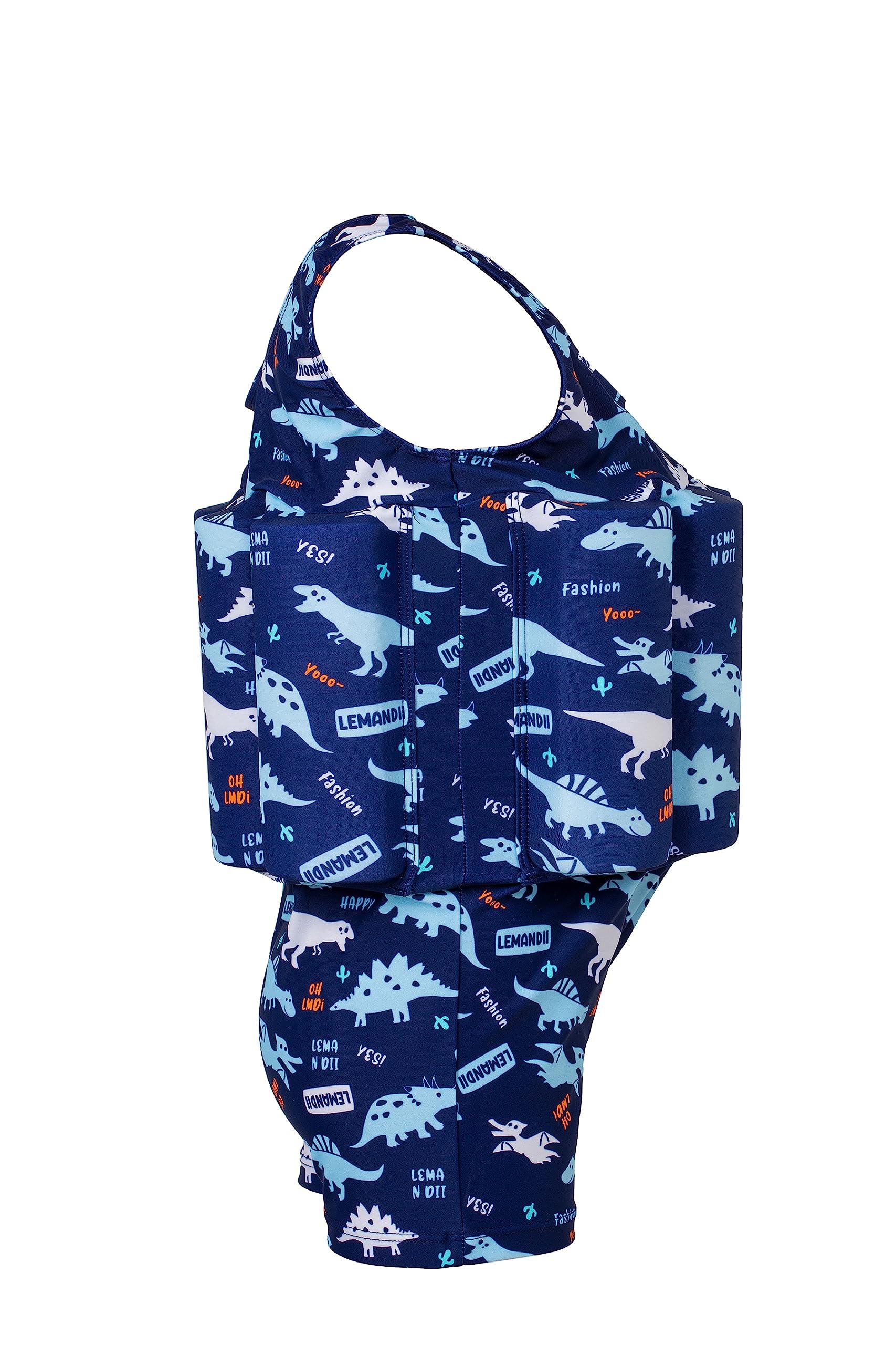 ELUCKFACE ELUCKFACE Baby Kids Floatation Suit Float One-Piece Swimwear Buoyancy for Girls Boys Blue Dinosaur 1-2Years