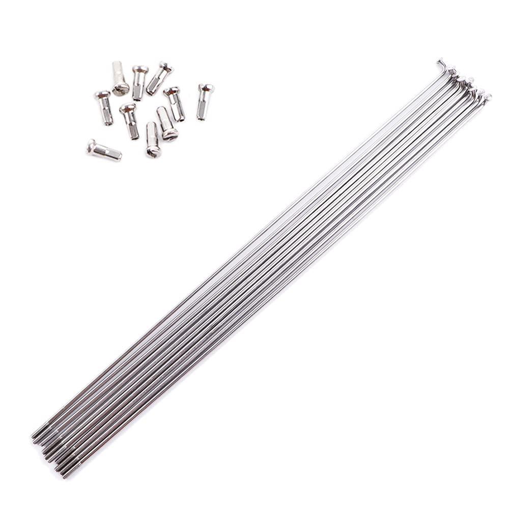 Vctitil Vctitil 10 Pcs 245mm-305mm 14G Bicycle Spokes Stainless Steel Spokes and Nipples Bike Spokes for Mountain Bike Road Bike Electric Bike 700C Wheels(278MM)