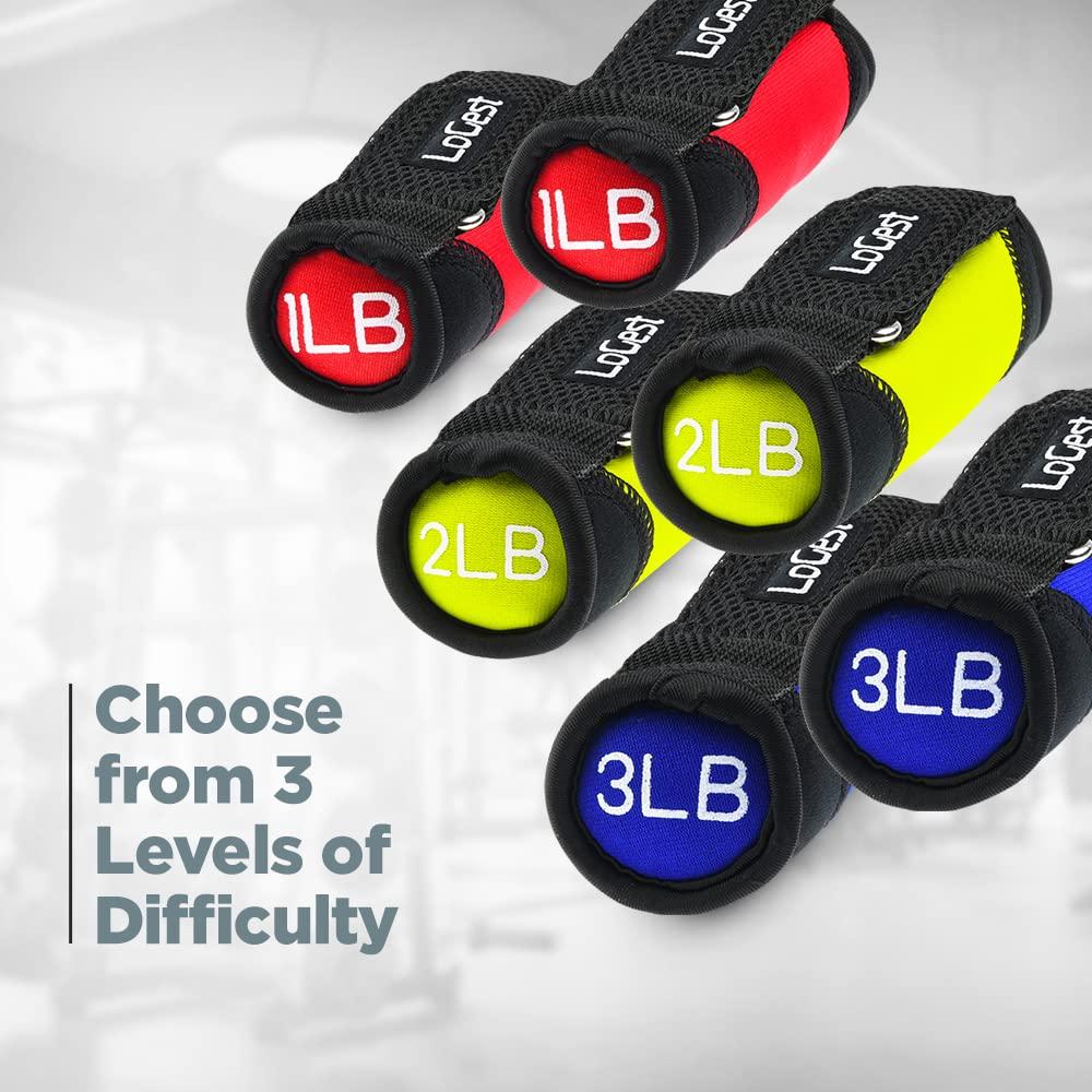 Logest LoGest Soft Hand Weights Adjustable Straps - Comes in 1LB Weights or 2LB or 3LB 4LB - Comfortable & Secure Weighted Neoprene Dumbbells with Straps for Walking Running Cardio Workout Physical Therapy