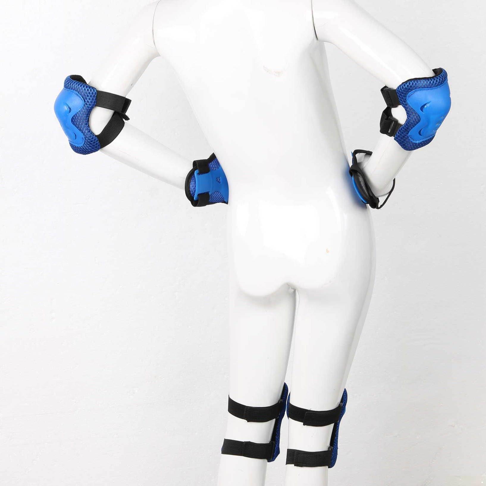 Oyolan Oyolan 7Pcs Kids Protector Gear Set Bike Helmet with Knee Pads Elbow Pads Wrist Guards Protector Set for Skateboard Cycling Scooter Outdoor Sports Blue B One Size
