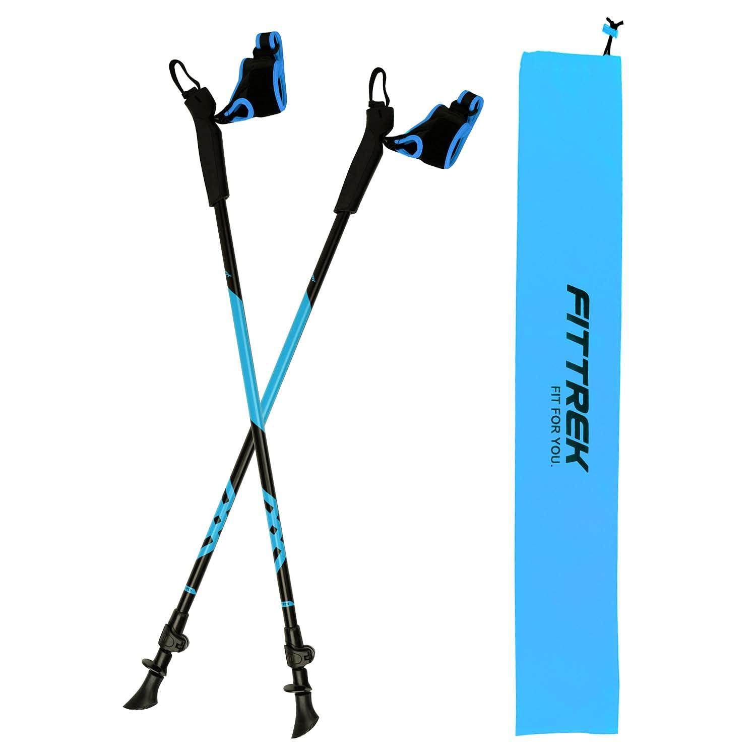 FitTrek FitTrek Nordic Walking Poles for Men Women - 2 Pack Aluminum Nordic Walking Sticks - Nordic Poles with Ergonomic Grip Adjustable Ultralight for Hiking, Camping, Trekking, Mountaineering, Backpacking