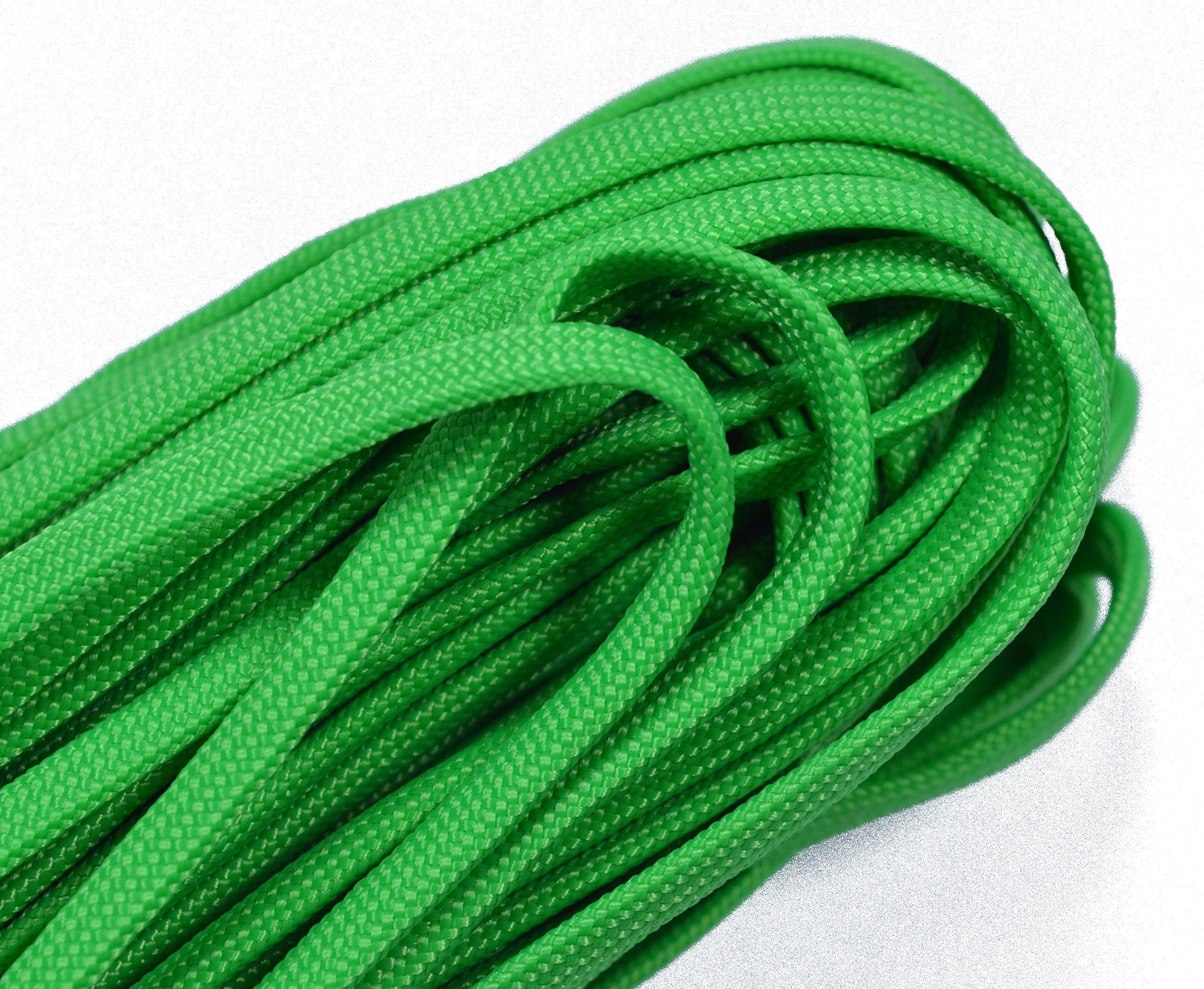 BORED? PARACORD! Coreless/Gutted 550 Paracord - Flat Hollow Cord - Whip Makers Computer Cable Sleeve - Neon Green 100 Feet