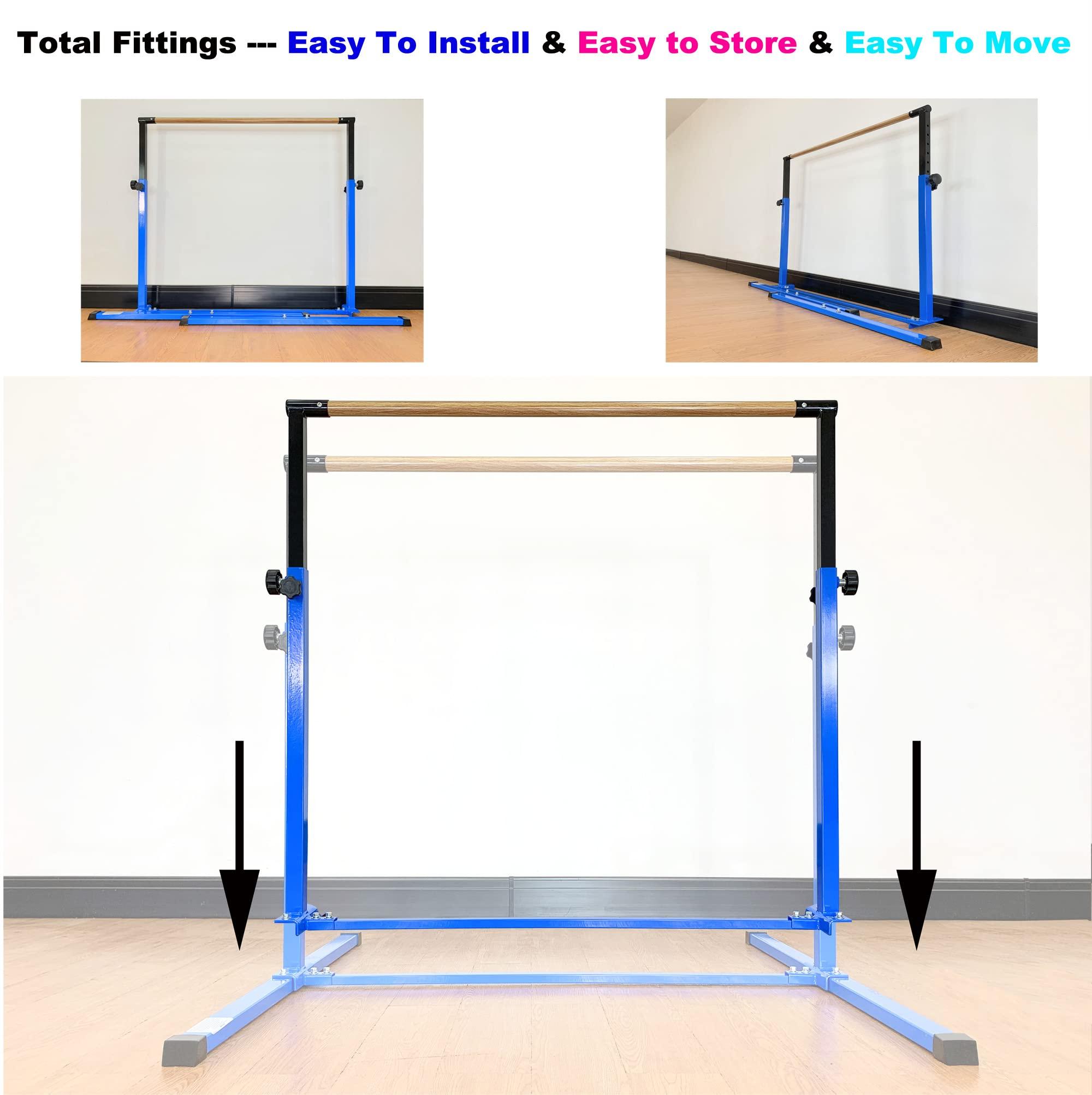 MARFULA MARFULA 4FT Gymnastic Bar Set Gymnastics Horizontal Bar Gymnastics Kip Bar Light Blue Bar for Kids Home Use