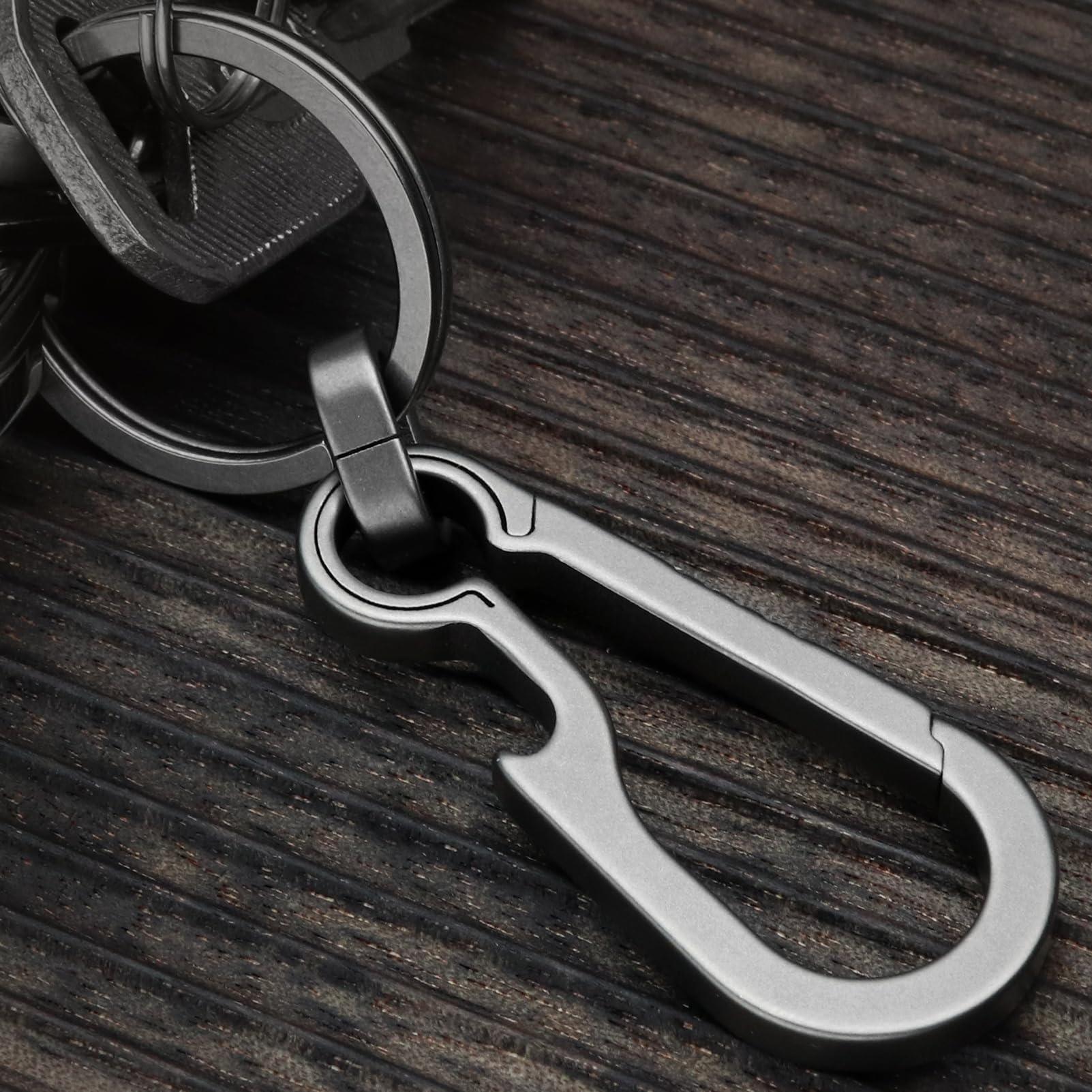 PJYTAC PJYTAC Titanium Carabiner Keychain, Quick Release Heavy Duty Key Chain Bottle Opener Car Keyfob Multipurpose Secure Keyring & D Ring for Car Keys