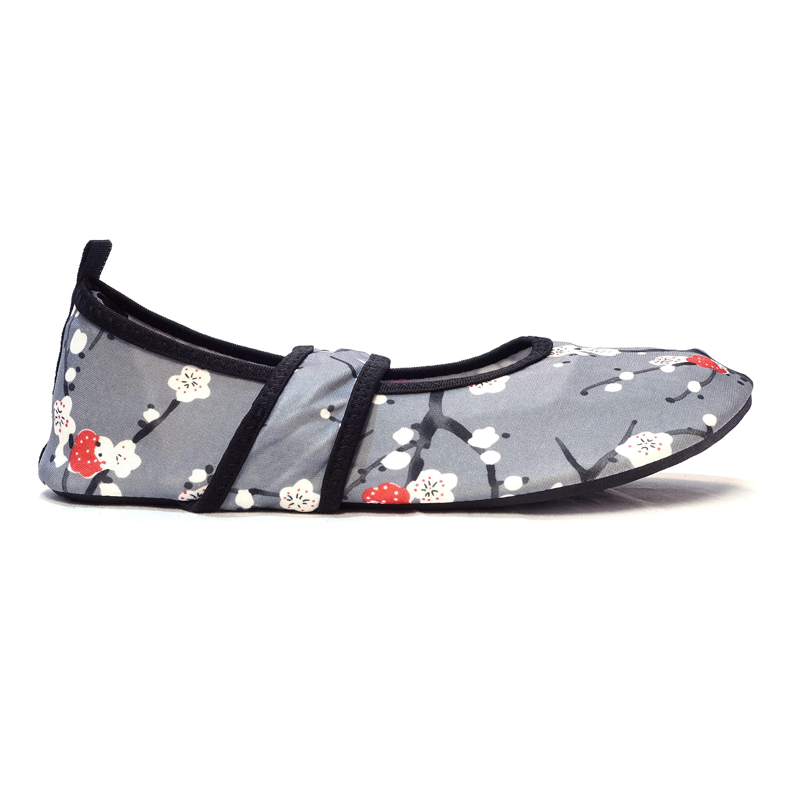 Nufoot Nufoot Futsole Women's Soft-Sided Shoes for Indoors/Outdoors, Foldable & Flexible Footwear for Sport, Exercise, Yoga or Travel, Dance Shoes, Cherry Blossom, Small