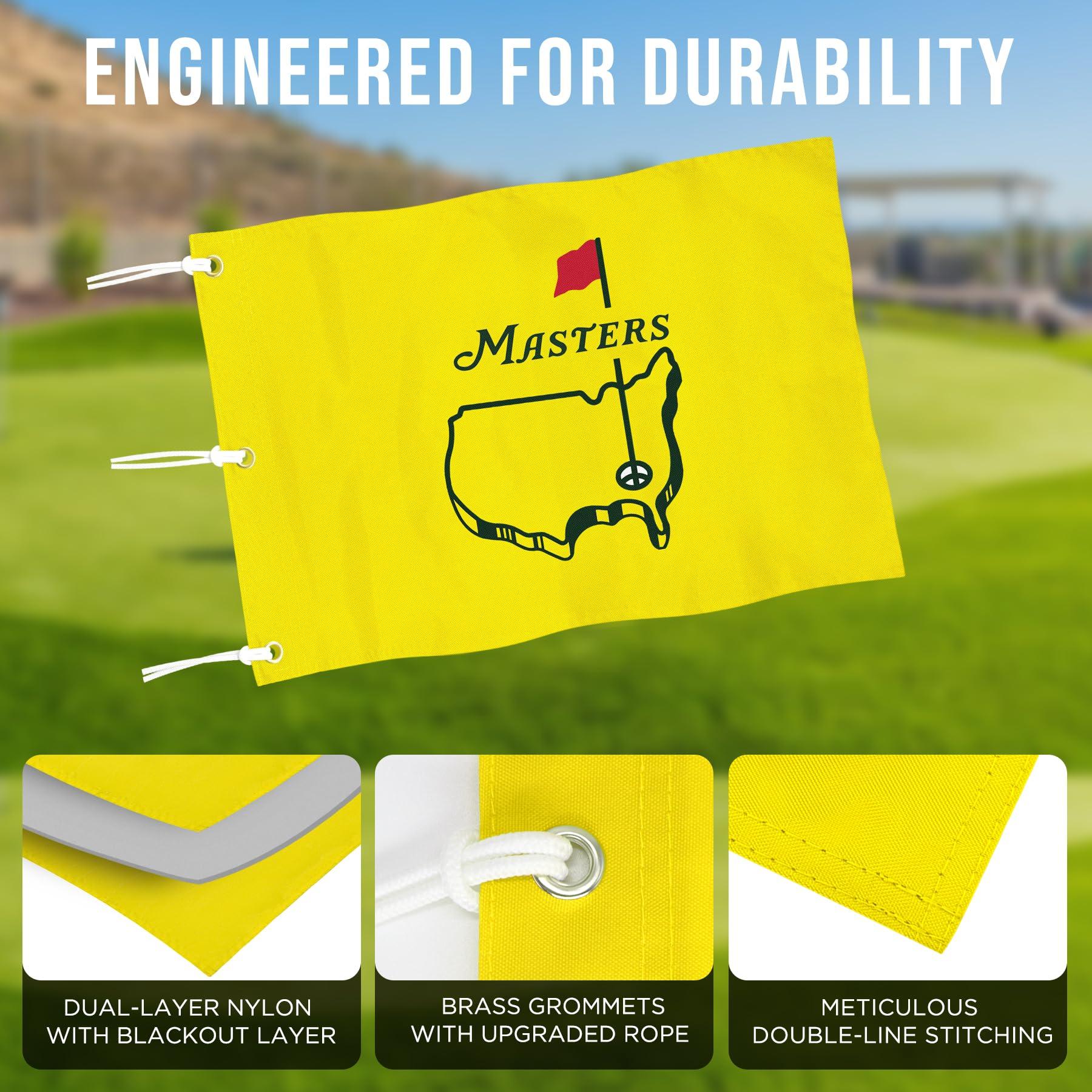 COGOLFING COGOLFING Golf Flag with Grommets, Double-Side Printed Augusta National Flag, 420D Nylon Golf Pin Flags, Putting Green Flags for Golf Course Driving Range Collection, 14\" H x 20\" L, Yellow