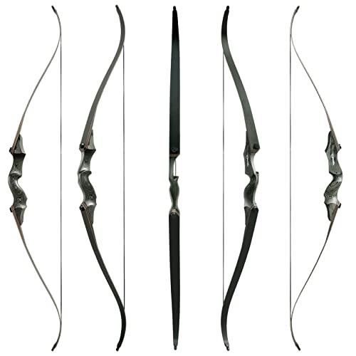 Obert Obert Black Hunter 60 Inch Archery Takedown Recurve Bow Set 20-60lbs Right Hand Bamboo Core Limb (55lbs)