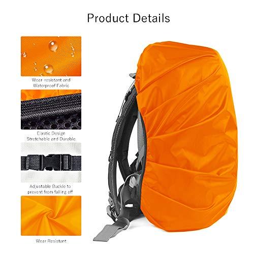LAMA LAMA 2 Pack Waterproof Rain Cover for Backpack, Reflective Rucksack Rain Cover for Anti-dust/Anti-Theft/Bicycling/Hiking/Camping/Traveling/Outdoor Activities (1 Pcs Black + 1 Pcs Orange, L)