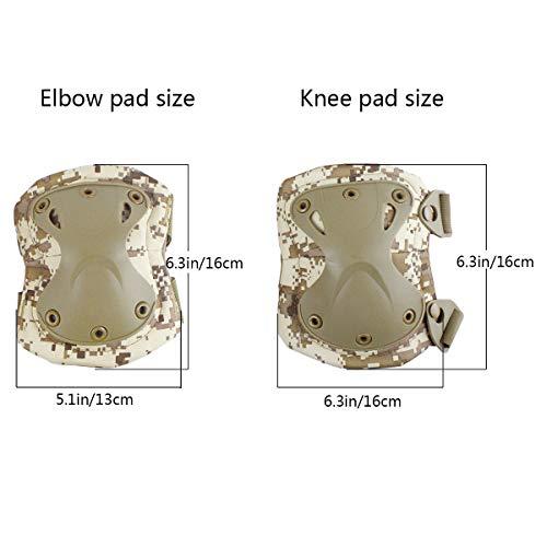 Aoutacc Aoutacc Tactical Combat Knee & Elbow Protective Pads Set for Outdoor CS Paintball Game Cycling Safety Skateboarding Gear Skates Knee Protection Guard Pads (DD)