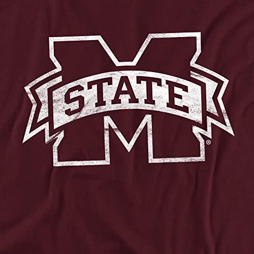 LOGOVISION Mississippi State University Official Distressed Primary Logo Unisex Adult T Shirt,Mississippi State University - Maroon, 2X-Large