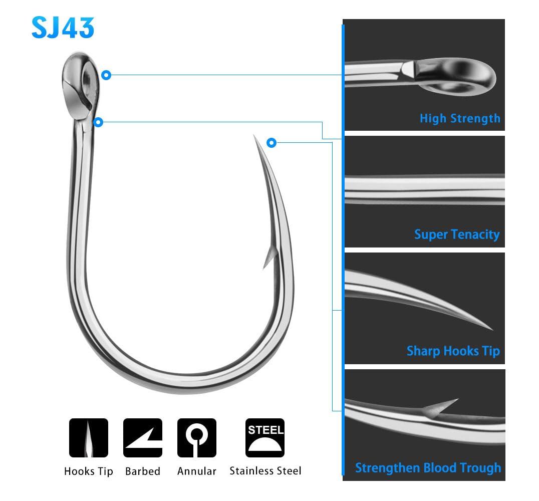 Cuoyuqie Cuoyuqie 30pcs Fishing Hook Assorted Size Versatile Bait Soft Lure Fly Tying Carp Strong Steel 3/0