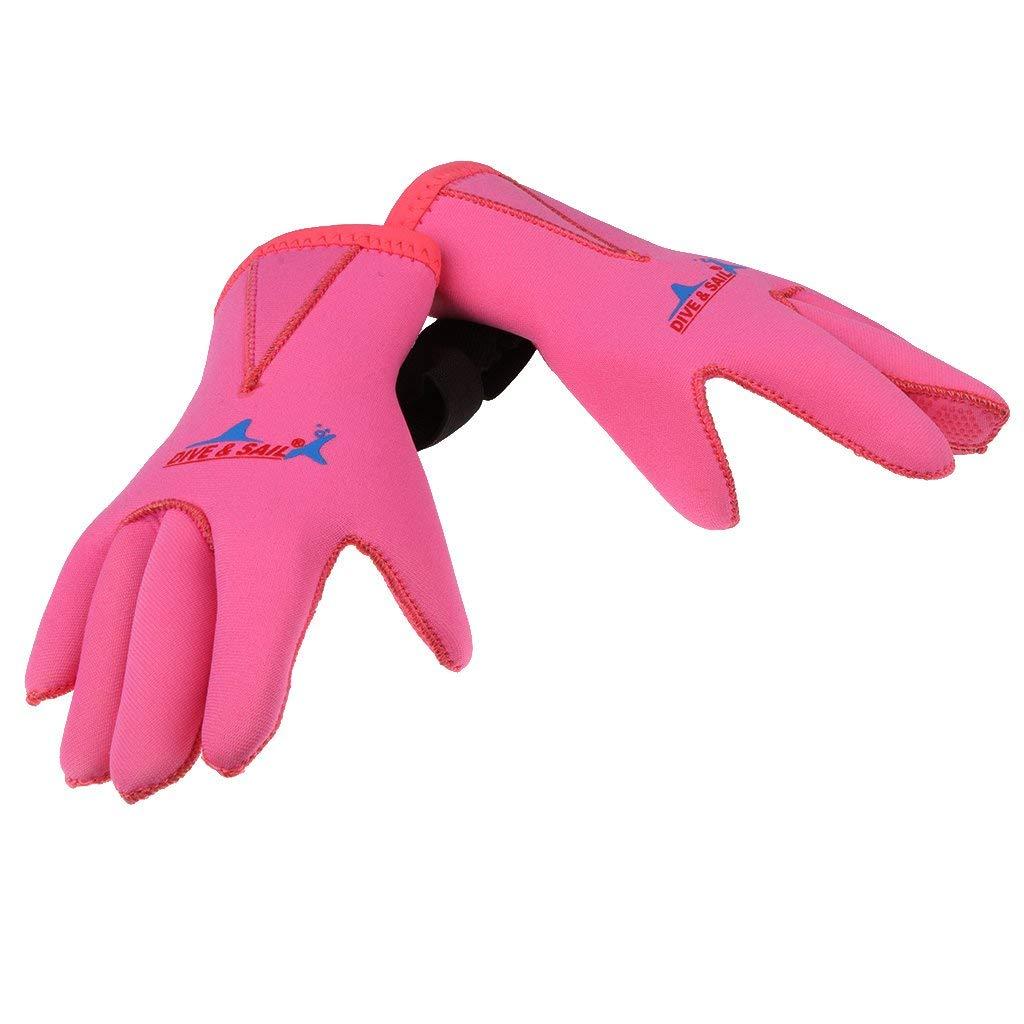 Inzopo Inzopo 3mm Neoprene Skid-Proof Kids Boys Girls Wetsuit Gloves - Surf, SUP, Kayak, Scuba Diving, Snorkel, Swimming, Water Sports - 2 Colors Pink XL