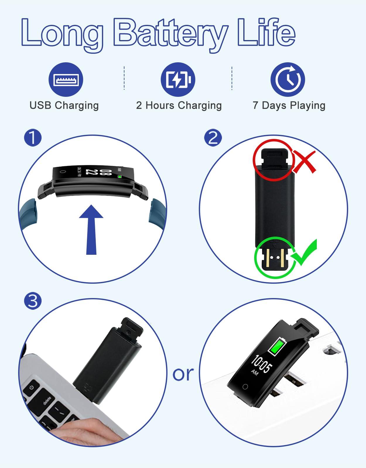 GRV GRV Fitness Tracker Non Bluetooth Fitness Watch No App No Phone Required Waterproof Pedometer Watch with Steps Calories Counter Sleep Tracker for Men Women Parents (Blue)