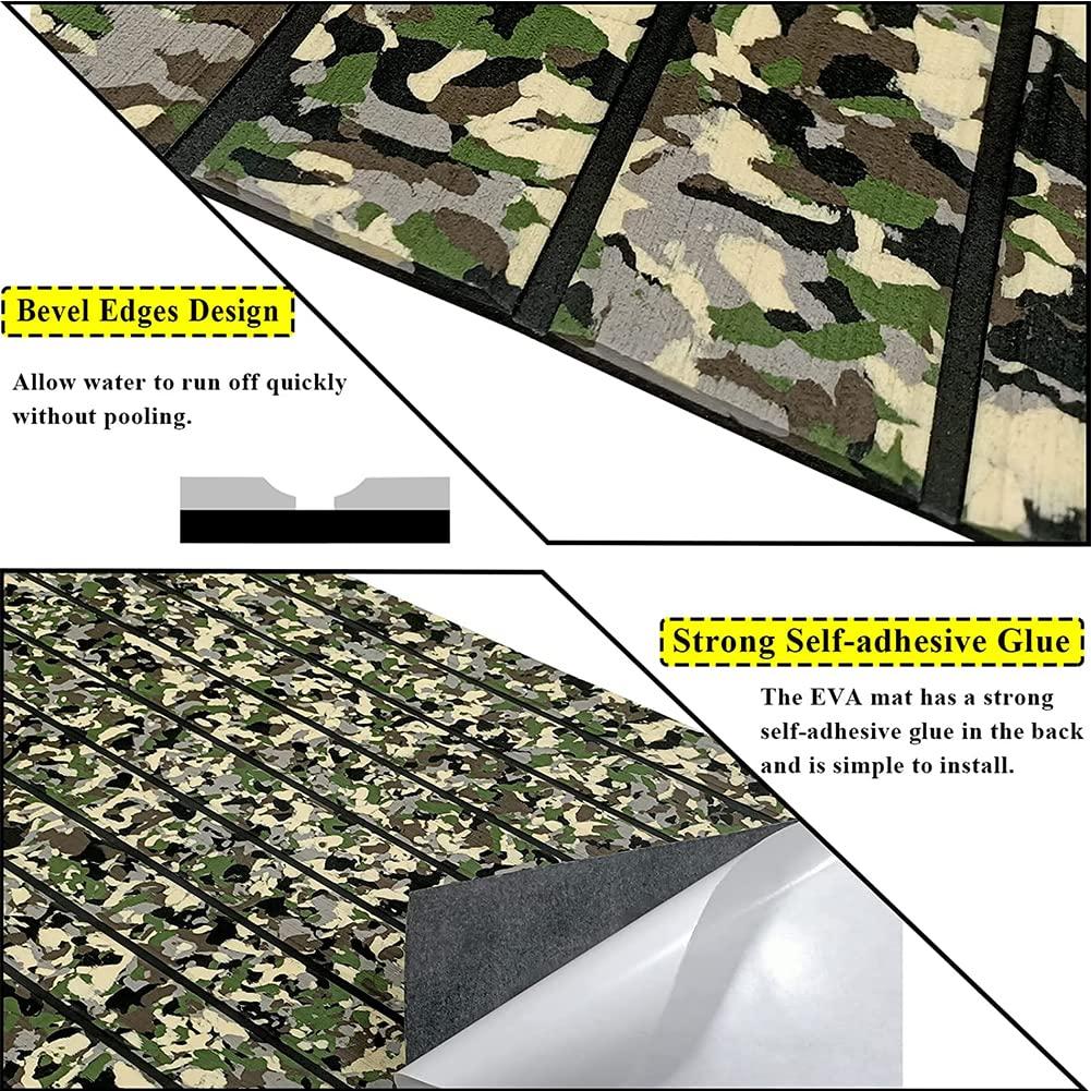 WKXTECZT WKXTECZT Boat Flooring EVA Foam Boat Decking Camo Marine Flooring Self-Adhesive Boat Mat Boat Carpet for Motorboat RV Yacht Kayak Surfboard,240X45CM