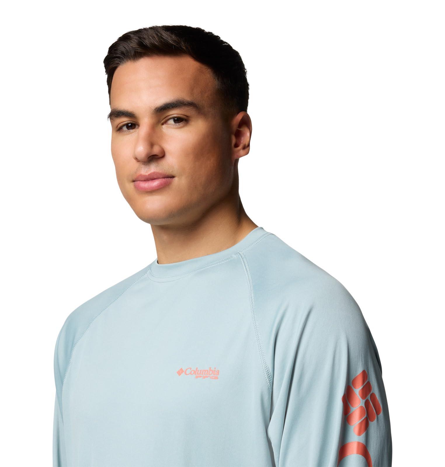 Columbia Columbia Men's Terminal Tackle Long Sleeve Shirt, Crushed Blue/Faded Peach Logo, XX-Large