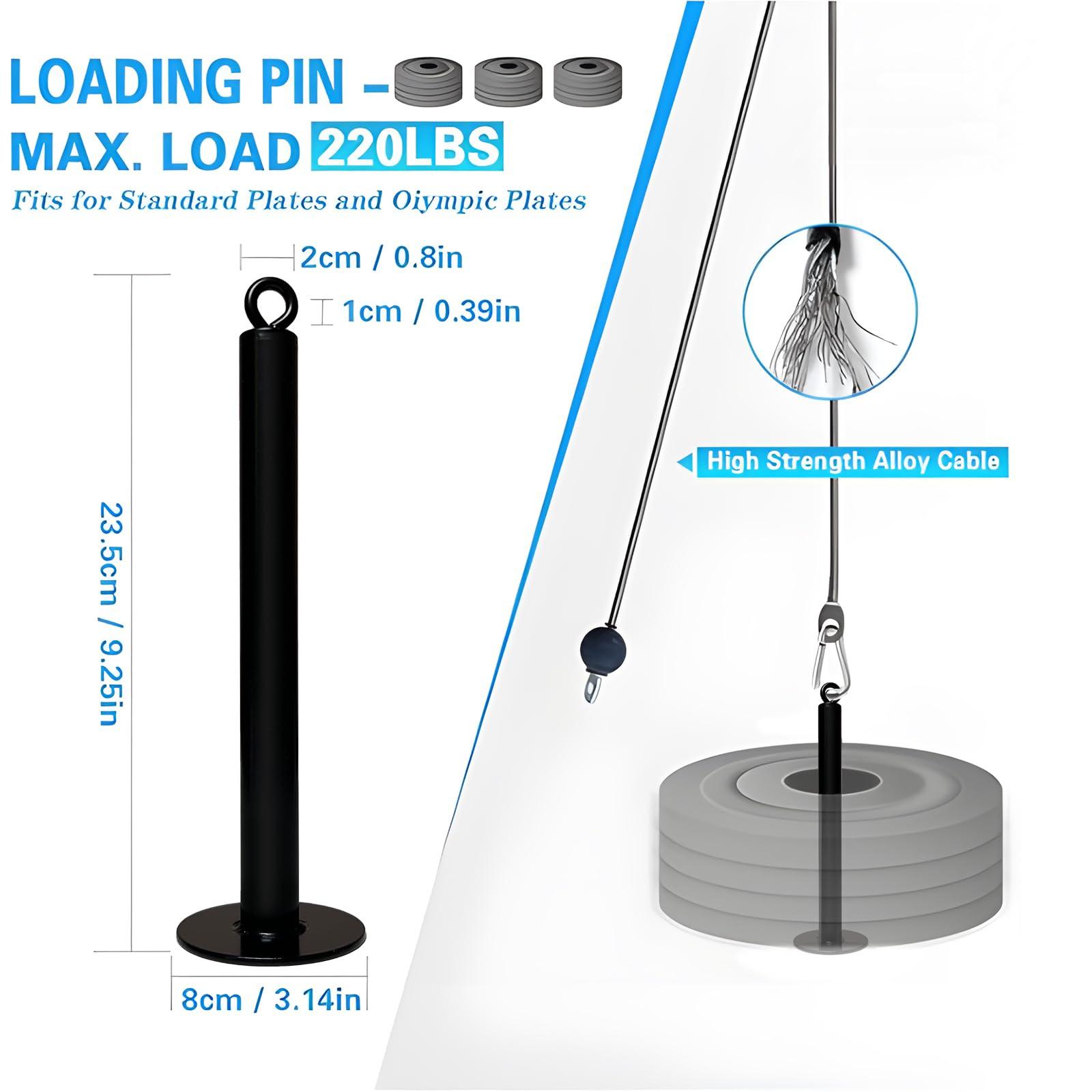 MARSAFIT Wall Mounted LAT Pulldown Machines with LAT Pulldown Bar Tricep Rope Resistance Band Handles Loading Pin, Fitness Cable Pulley System for Bicep Curl Back Shoulder, Home Gym DIY Equipment (S03)