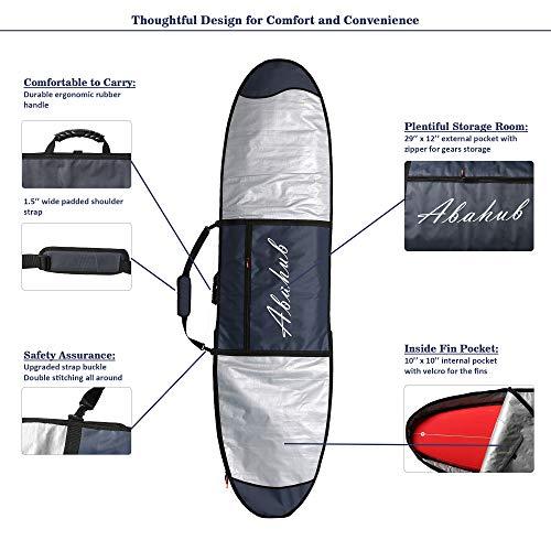 Abahub Abahub Premium 8\'0 x 24 Surfboard Travel Bag, Foam Padded Surf Board Cover, Shortboard Carrying Bags for Surfing, Outdoor, Airplane, Car, Truck, DarkBlue