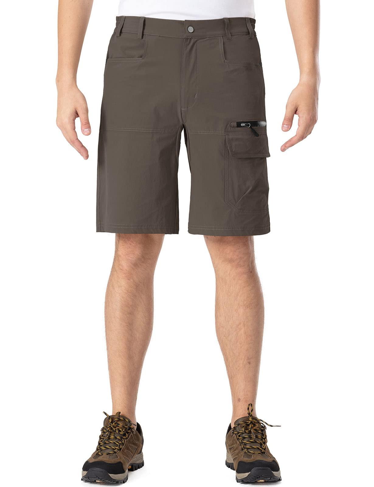Rdruko Rdruko Men\'s Quick Dry Work Shorts Water Resistant Golf Cargo Shorts with Zipper Pockets(Brown, US 36)
