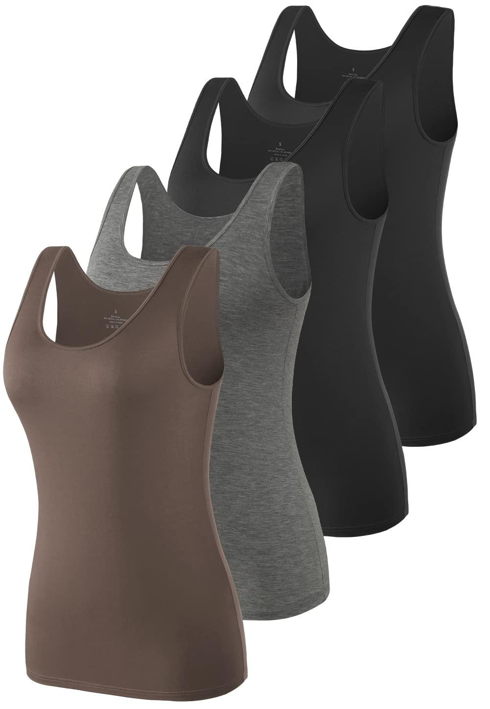 Vislivin Vislivin Womens Supersoft Camisole Stretch Casual Tank Tops Black/Black/Dark Grey/Coffee M